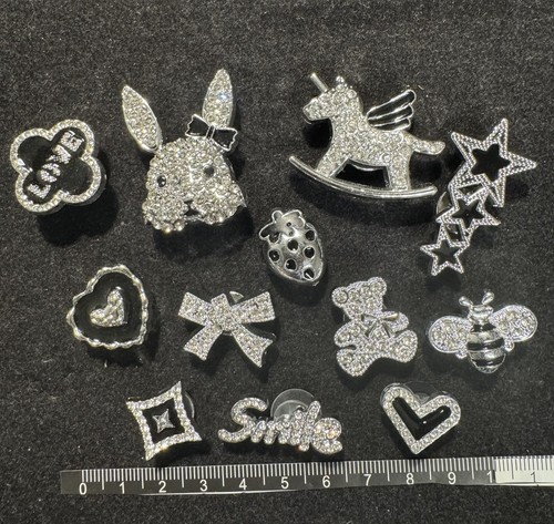 12pcs silver black sparkling - silver,
