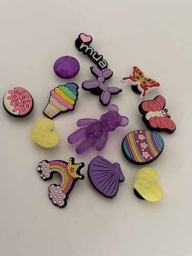 Purple yellow jibbitz charms - purple,