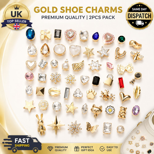 2pc gold shoe - shoe, charms